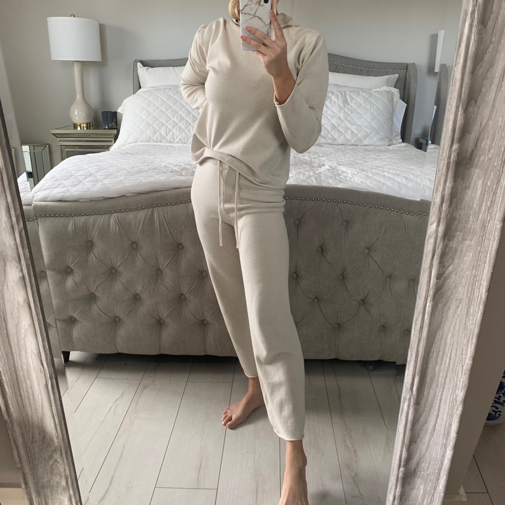 Two Piece Beige Loungewear Ultra Soft Knitted Set - Picture 8 of 11